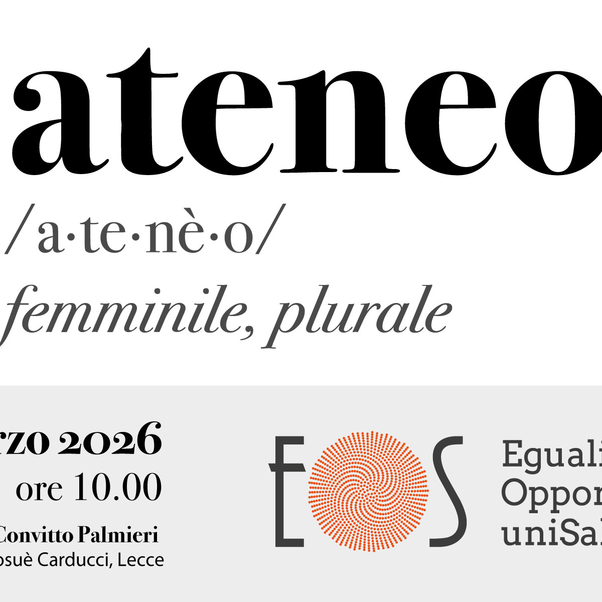 Ateneo, femminile plurale 2026